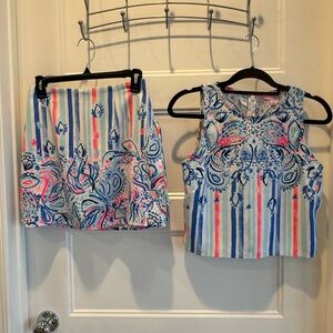 Lilly Pulitzer Blue and Pink Skirt Set